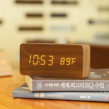 

Wooden Bedroom Alarm Clock Nordic Creative Personality Student Desktop Simple Electronic Small Clock CC7NZ