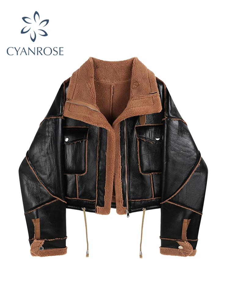 Женская меховая куртка Свободная теплая Лоскутная зимняя винтажная утепленная