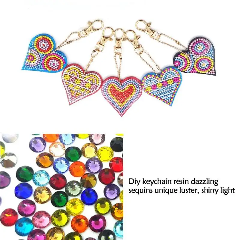 5 шт./компл. Diy Полная Ювелирная Живопись Любовь Сердце ShapeKeychain вышивка крестиком Подарочный Брелок для ключей
