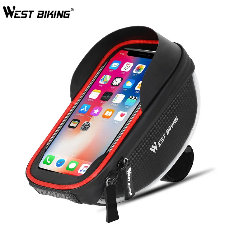 Велосипедная сумка West biking с Предупреждение светом, водонепроницаемые сумки для телефона с сенсорным экраном для 6 дюймов, подставка для телефона рамная трубка, сумка