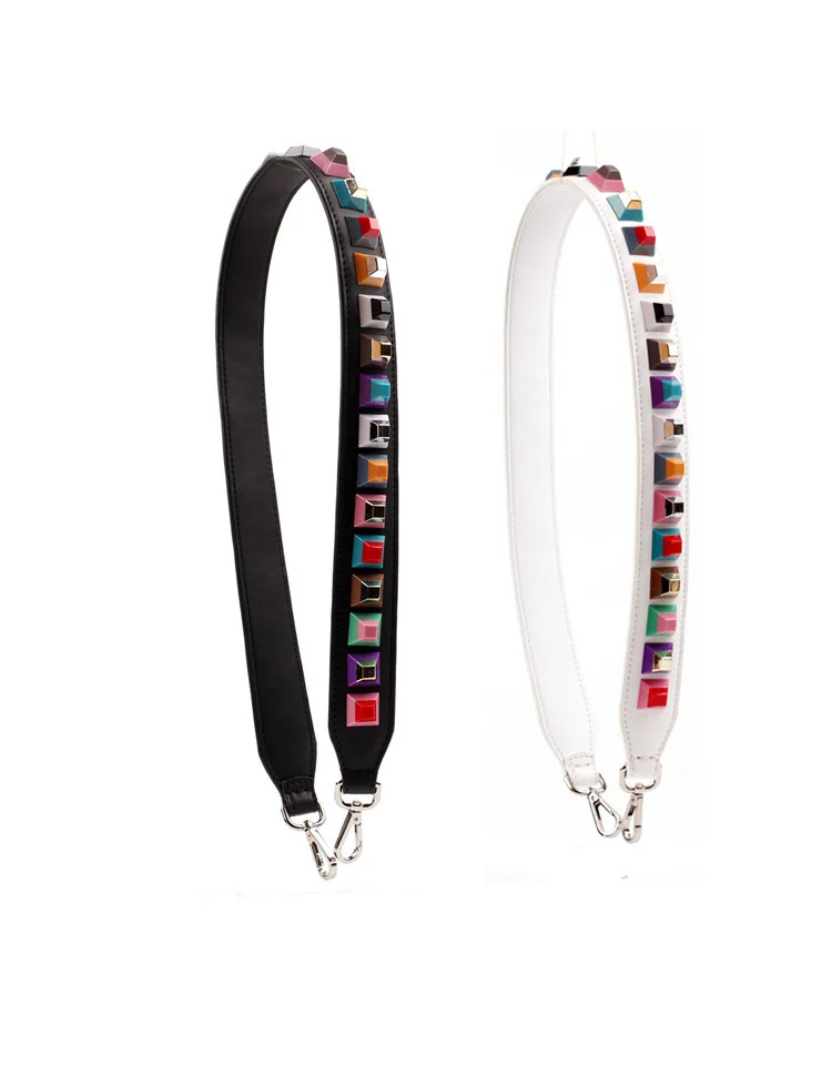 Bag Strap Genuine Leather Large Big Flower Rivet Strap You Belt Handbags Belts Bag Accessory Bags Parts