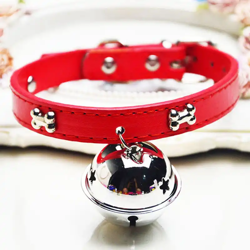 Collier En Cuir Pu Pour Chat Avec Grandes Cloches Reglable Couleurs Acidulees Chiot Chaton Accessoires Pour Animaux De Compagnie Petit Chien Aliexpress