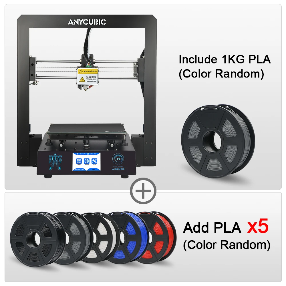ANYCUBIC I3 Мега 3d принтер нить полностью металлическая рамка Impresora TFT сенсорный экран Высокая точность 3d принтер экструдер impressora - Цвет: Mega Add 5Kg PLA