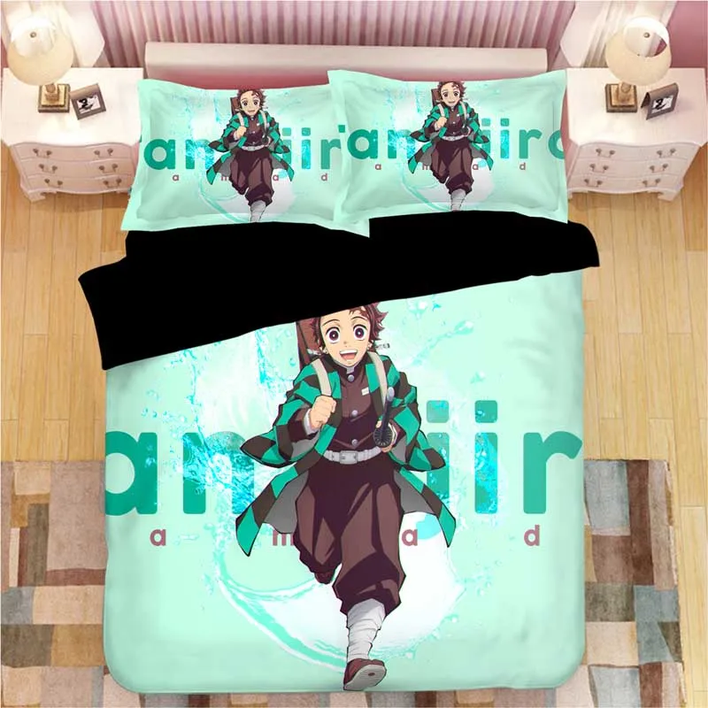 8 3D Аниме демон убийца Kimetsu No Yaiba постельное белье мультфильм пододеяльники наволочки дети аниме одеяло комплекты постельного белья - Цвет: 8