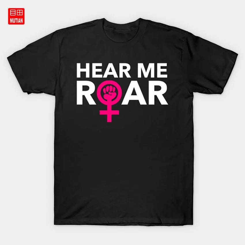 Женская Винтажная футболка Hear Me Roar I Am Woman Retro Right Girl анти-Трамп | Мужская одежда