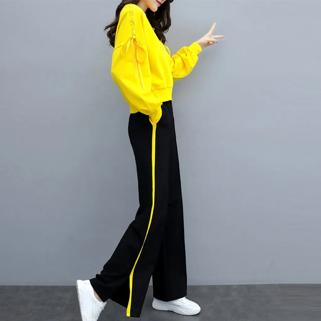 Hsu Hot Sales Women Long Sleeve Split 2 Piece Set Casual Long Pants Casual Outfit Sportswear Sports Free Shipping