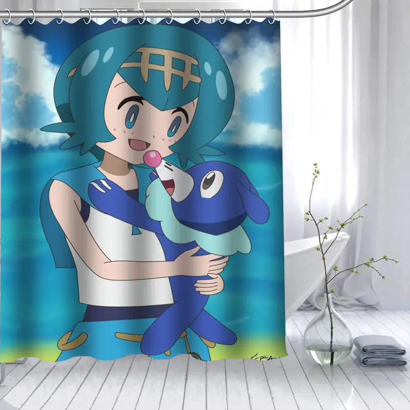 Pokemon Brionne занавеска для душа 3D Водонепроницаемая полиэфирная ткань для ванной занавес с высоким разрешением 12 крючков для ванной комнаты - Цвет: 15