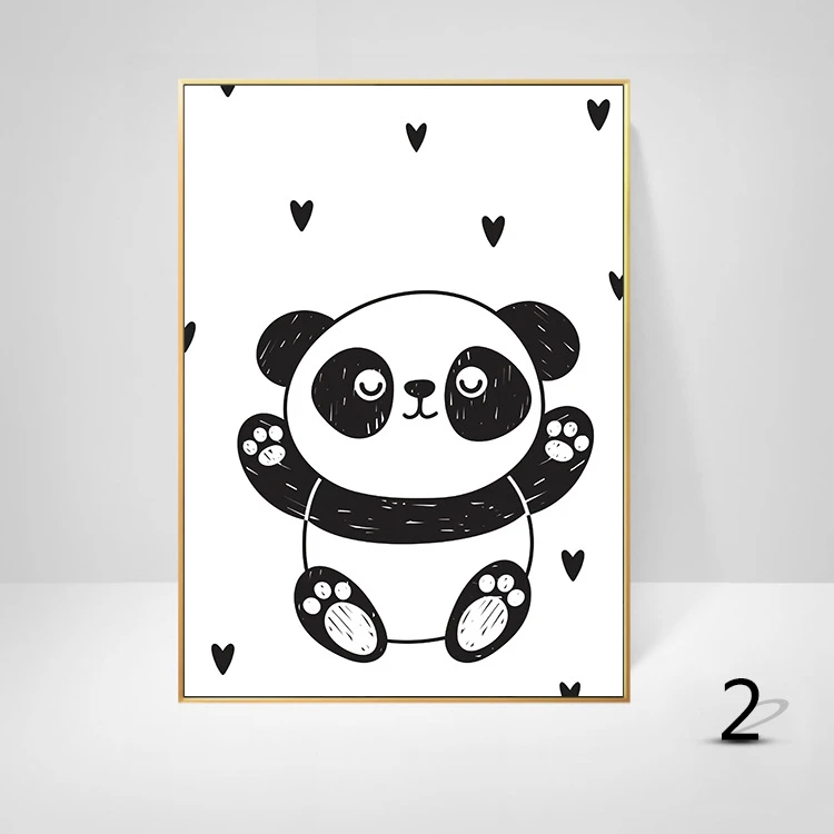 Room Decor Poster Cartoon Black and White Panda Love Simple English Letter  Nordic Frameless Core Decoration Hanging Picture|Vẽ Tranh & Thư Pháp| -  AliExpress