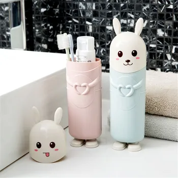 

Cute Cartoon Toothbrush Storage Box Portable Travel Camping Business Rabbit ToothBrush Protect Case Bathroom Storage Organizer