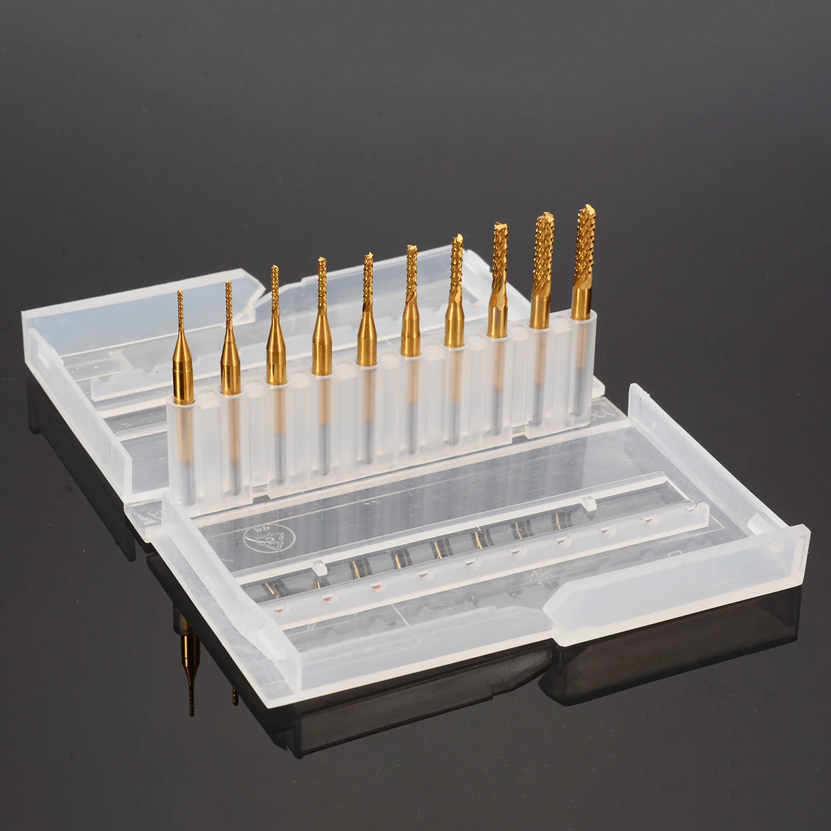 10Pcs/Set 0.8-3.175mm PCB Drill Bits Ttitanium Plating 1/8" CNC  End Mill Engraving Cutter Set For CNC Carbon Fiber Drill Bits