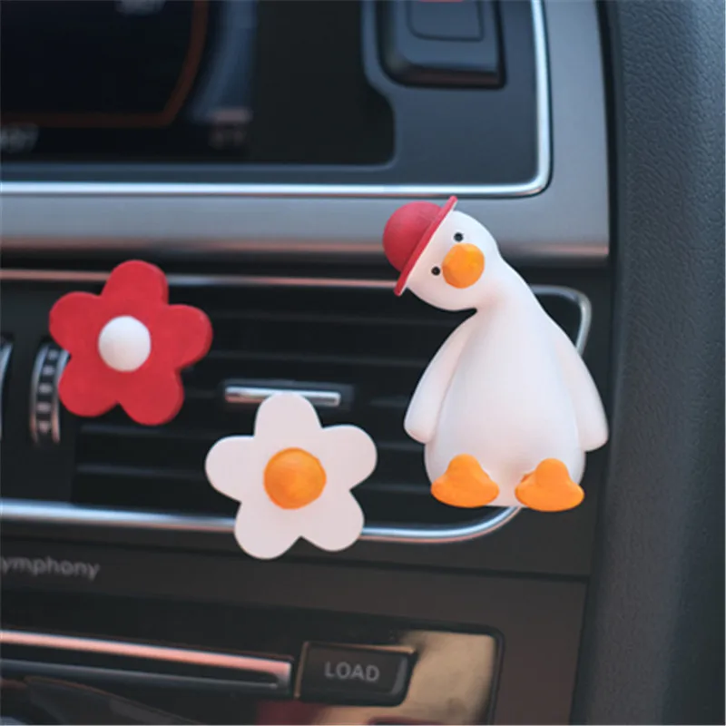 Air Freshener Car Interior Air Outlet Little Flower Cartoon Duck Solid Fragrance Diffuser Car Styling Decoration Accessories