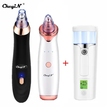 

CkeyiN Blackhead Remover Vacuum Facial Pore Cleaner Electric Acne Extractor Suction Tool USB Rechargeable + Nano Face Steamer
