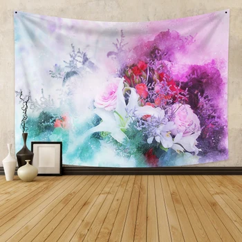 

Beautiful Flowers Wall Blanket Tapestry Wall Mounted Tapestries Yoga Beach Towel Bohemian Wall Carpets Hippie Boho Home Decor