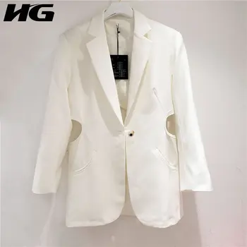 

HG Strap Hollow Out Solid Blazer Women 2020 Autumn Casual Fashion New Style Temperament All match Full Sleeve Blazer DZL1625