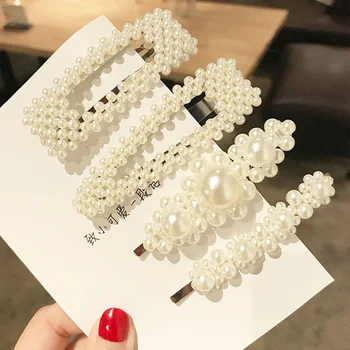 

2pcs/set Fashion Pearl Imitation Beads Hair Clip For Women Barrette Handmade Pearl Flower Stick Hairpin Hair Styling Accessories