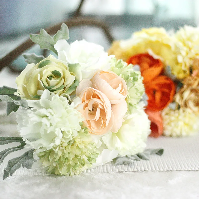 Ручной свадебный букет, Шелковый Пион, роза, гибридный букет, искусственный цветок, свадебное украшение, сделай сам, для дома, вечерние