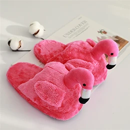 Rose red slippers Розовые Тапочки с Фламинго; Очаровательная обувь на каблуке с изображением животных и птиц; домашние теплые Нескользящие тапочки; тканевая подошва в горошек - Цвет: Rose red slippers