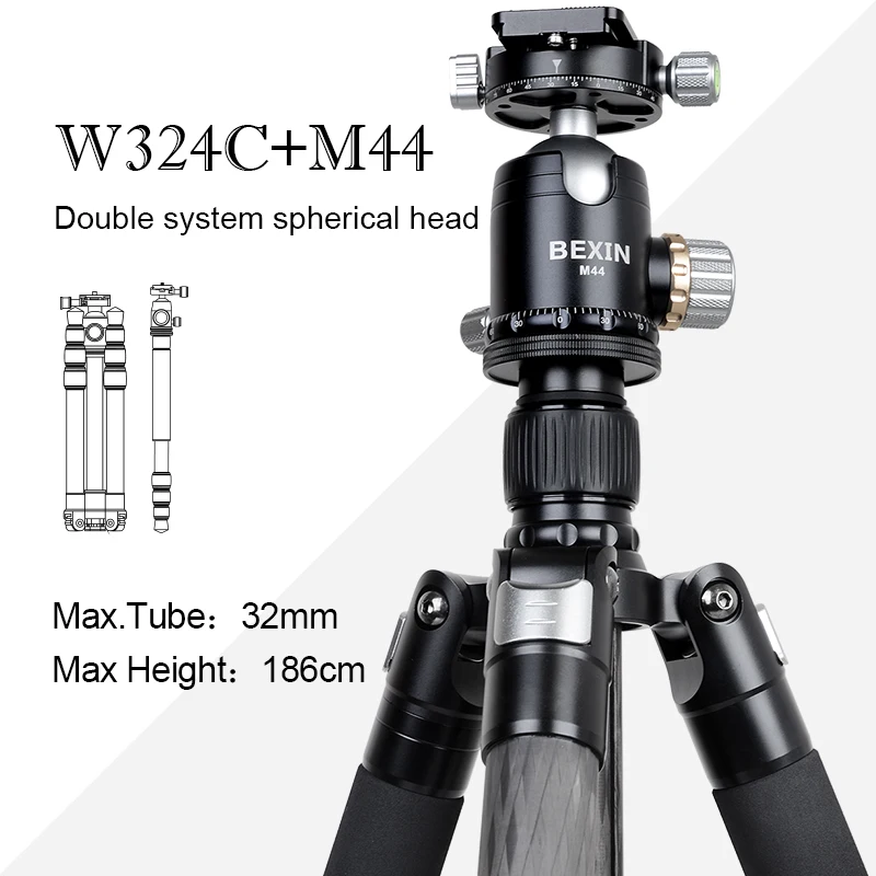 

Profession Carbon Friber Tripod Camera Mount Adapter Tripod Monopod Stand With 360° Panoramic Shooting Ball Head For Camera