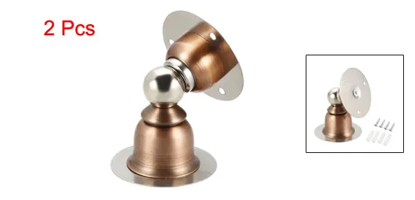 Gold Tone 2pcs Uxcell магнитный дверной стопор, Настенный Протектор, коммерческий стоп-сигнал, подавление звука, нержавеющая сталь, дверной стоп-фиксатор, w винты - Цвет: Gold Tone 2pcs