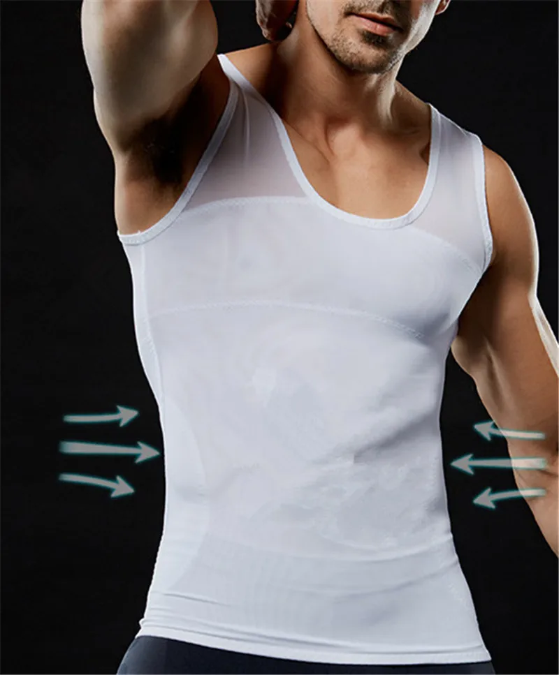 

Boobs Control Chest Shaper Men Gynecomastia Shapewear Waist Trainer Tummy Slimming Undershirt Sleeveless Black White Tank Tops
