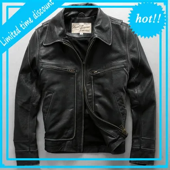 

2020 designer genuine leather jacket men's backham style wind coat high quality brand vintage thick cowhide motorcycle jacket