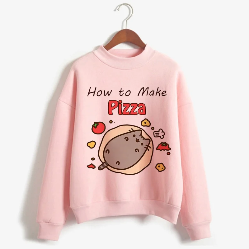 Милая Женская толстовка Ullzang Kawaii Pusheen Cat Harajuku в Корейском стиле; сезон осень-зима; теплая Женская толстовка с капюшоном