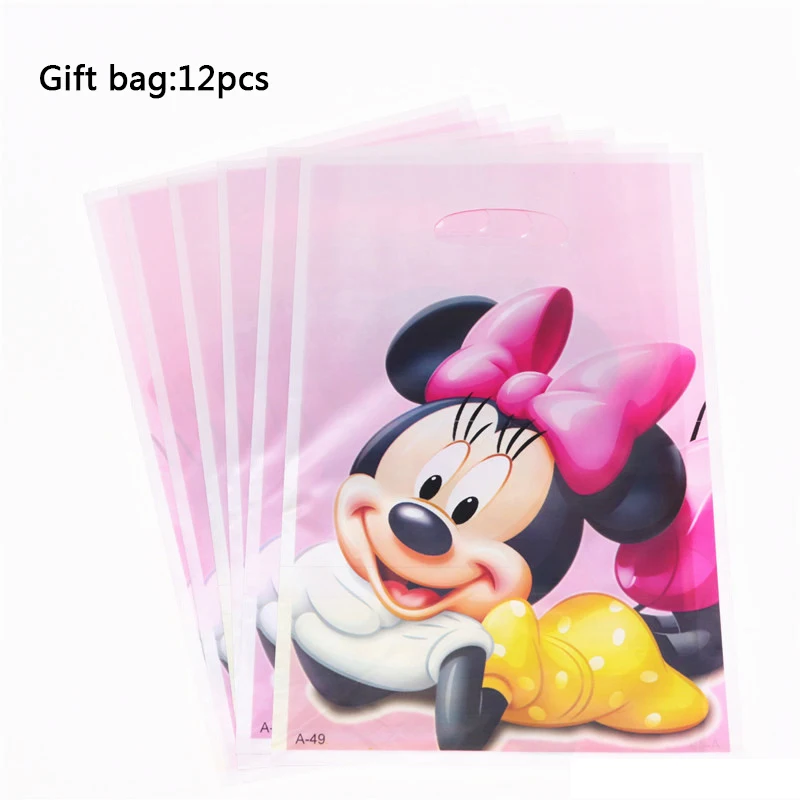gift bag Детские товары для дня рождения, тематический комплект с рисунком Минни Маус, комплект с платьем на день рождения и Рождество - Цвет: gift bag