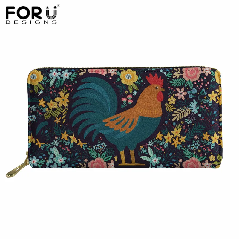FORUDESIGNS/женские новые кошельки, кошелек с принтом курицы, винтажный женский кошелек с карманом для монет, женские сумки для денег, органайзер для путешествий