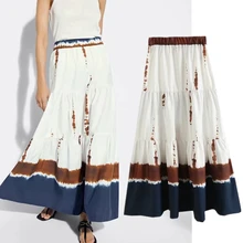 

Dave&Di 2021Indie Folk Vintage Printing High Waist Summer Fashion Skirt Women Faldas Mujer Moda 2021 Holiday Midi Skirts Womens