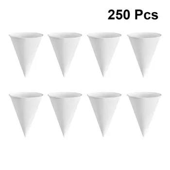 

250pcs Disposable Cone Paper Cups Ice Cream Cone Holder DIY Paper Water Cup for Home Shop Cafe