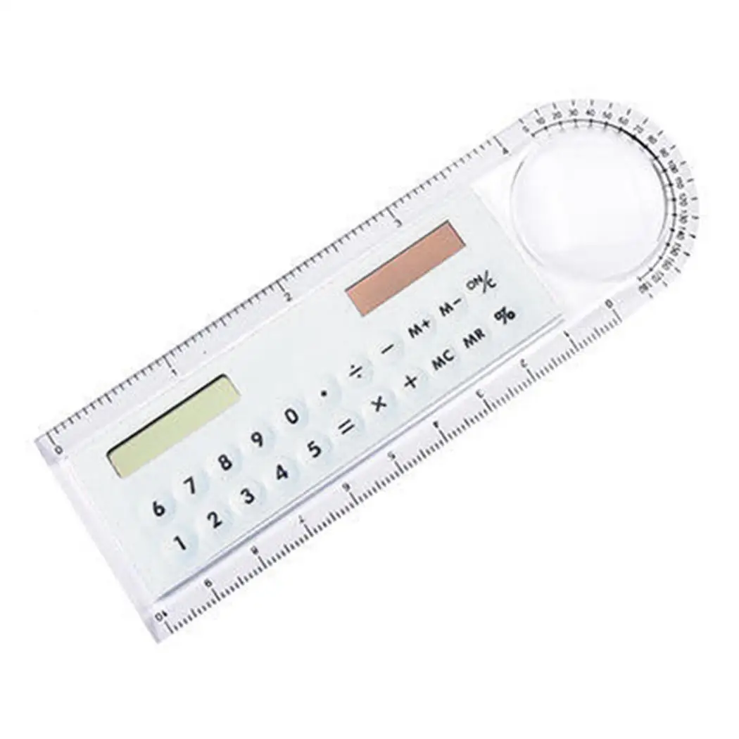 High Quality Solar Mini Calculator Magnifier Multifunction 10cm Ultra-thin Ruler Calculadora Office Supplies
