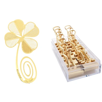 

Gold Clover Bookmark Sheet Metal Gift Souvenir Book Reading Various Forms & Gold Binder Clips Dovetail Metal Clip