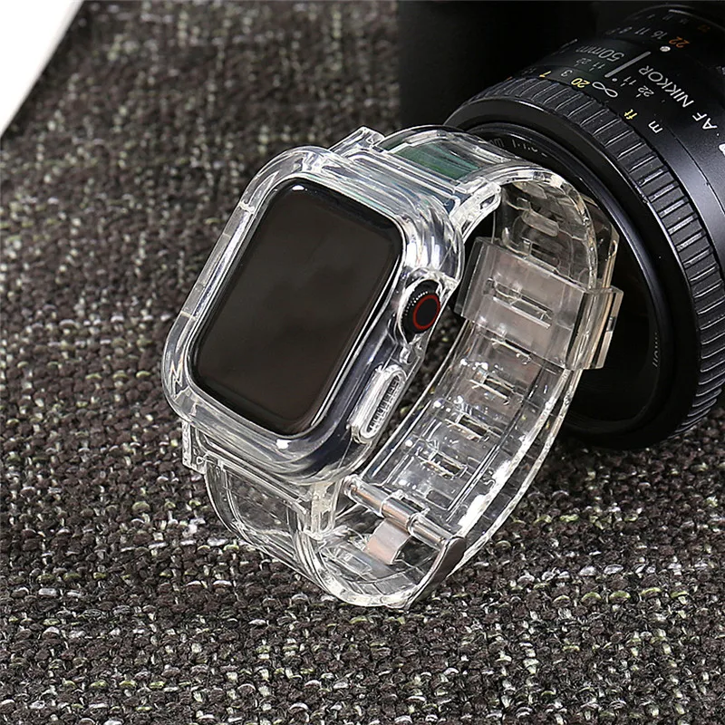 Ремешок мягкий спортивный прозрачный для apple watch band 44/40/42/38 мм силиконовый браслет