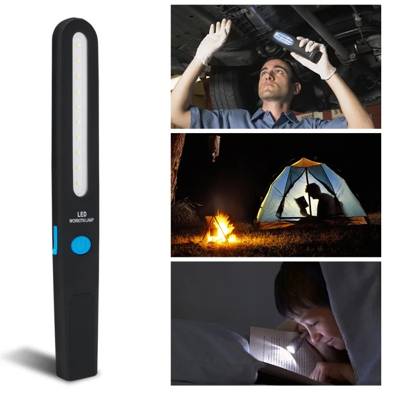 

USB Rechargeable Working Light COB LED Power Bank Flashlight Inspection Lamp with Magnetic Base Hook Outdoor Lighting Torch