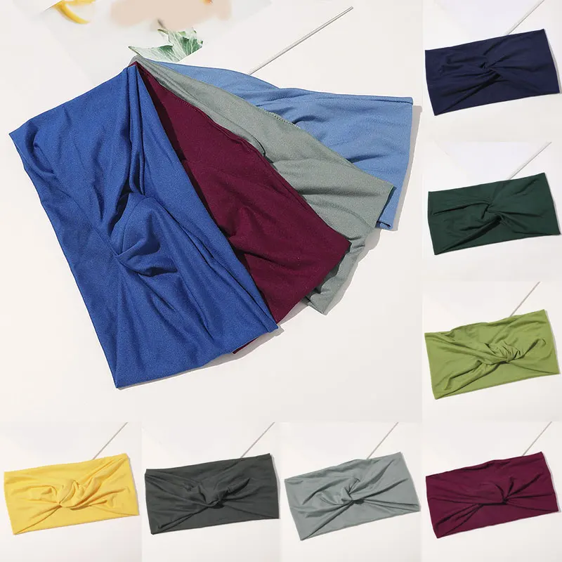 

Solid Color Women Headband Headwrap Twisted Turban Hair Accessories Soft Makeup Elastic Hair Bands Polyester Cotton Headband