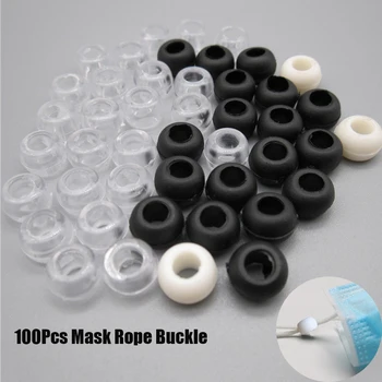 

100Pcs Mask adjustable buckle Plastic Round Mask Ear Band Rope Buckle Mask Accessories Elastic Band Buckle Adjustable Button