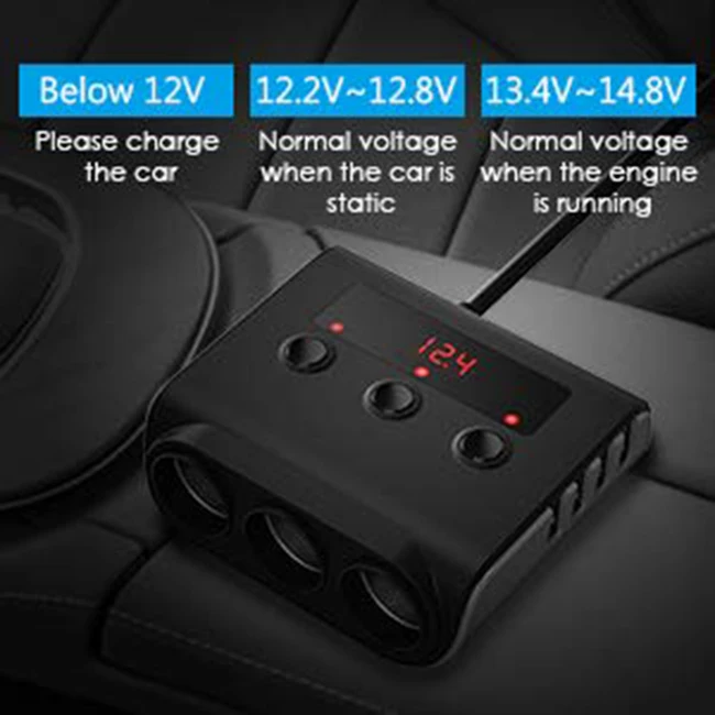 12 V/24 V адаптер для автомобильного прикуривателя 100W фары для автомобилей Зарядное устройство с 4 Порты usb и 3 гнезда прикуривателя Мощность разветвитель, ВКЛ/ВЫКЛ S