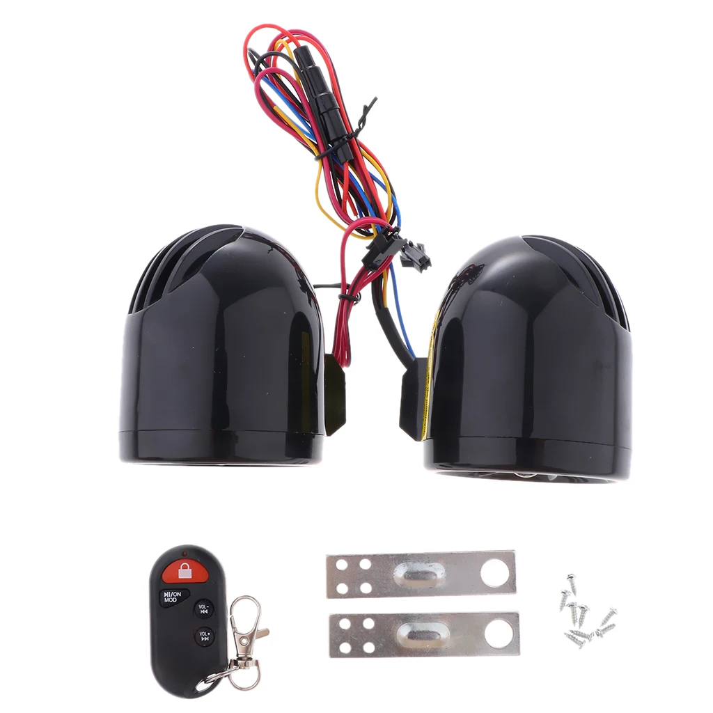 Motorcycle Alarm Audio Sound System Stereo Speakers,Radio/MP3 Music Player Remote Control Alarm Speaker