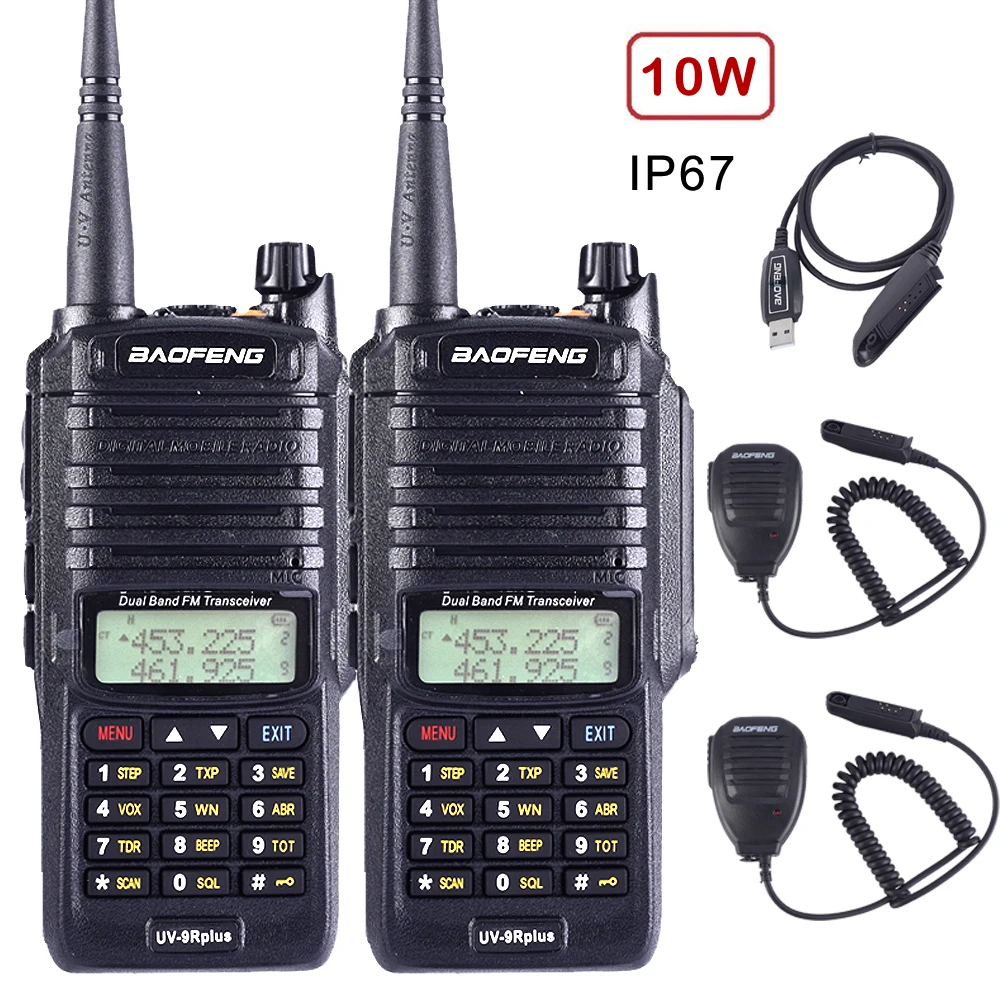 2 шт. UV9R Baofeng двухстороннее радио UV-9R Plus Ham Двухдиапазонная VHF UHF радиостанция Водонепроницаемая Baofeng рация IP67 трансивер - Цвет: 9RP-Mic-Cable1-2pc