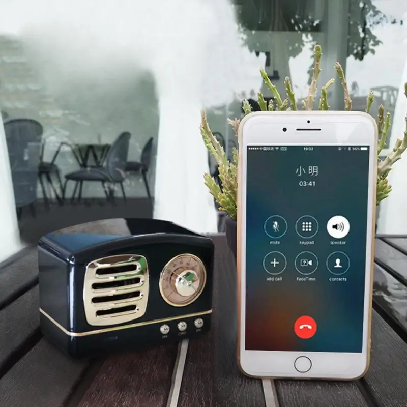 Портативный Bluetooth динамик Ретро Мини Портативный беспроводной Bluetooth динамик радио USB/TF карта Музыкальный плеер HIFI сабвуфер динамик