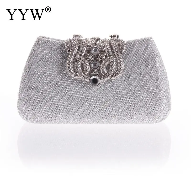 silver Клатч женская сумка с кристаллами для свадебного банкета Pochette Femme модные роскошные клатчи со стразами сумка через плечо золотые вечерние клатчи - Цвет: silver