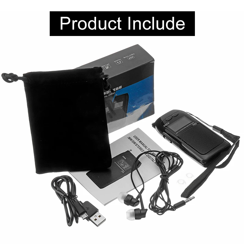 Портативное минирадио+ Наушники Цифровой FM MW SW светодиодный дисплей WAV MP3 музыкальный плеер с динамиком зарядка через usb аккумуляторная батарея