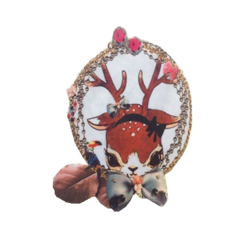 

PGY 1pcs moose Sew on Elk patches for children's clothing iron on applique striped embroidery deer stickers the forest badges