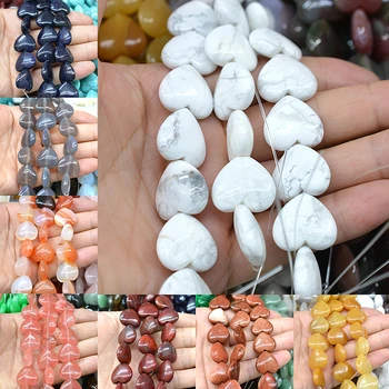 

FLTMRH 20mmx20mm Natural Stone Heart shape Faceted beads crystal Semifinished Loose beads For jewelry making DIY Necklace