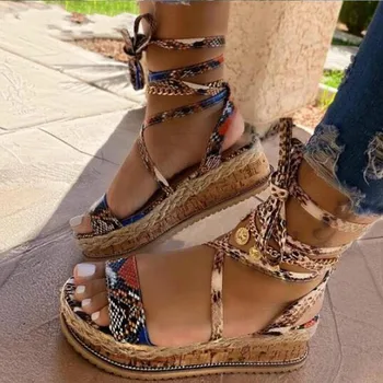 

Woman Sandals Ladies Open Toe Serpentine Ankle Strap Platform Shoes Woman Fashion Casual Sandals Female Summer 2020 New