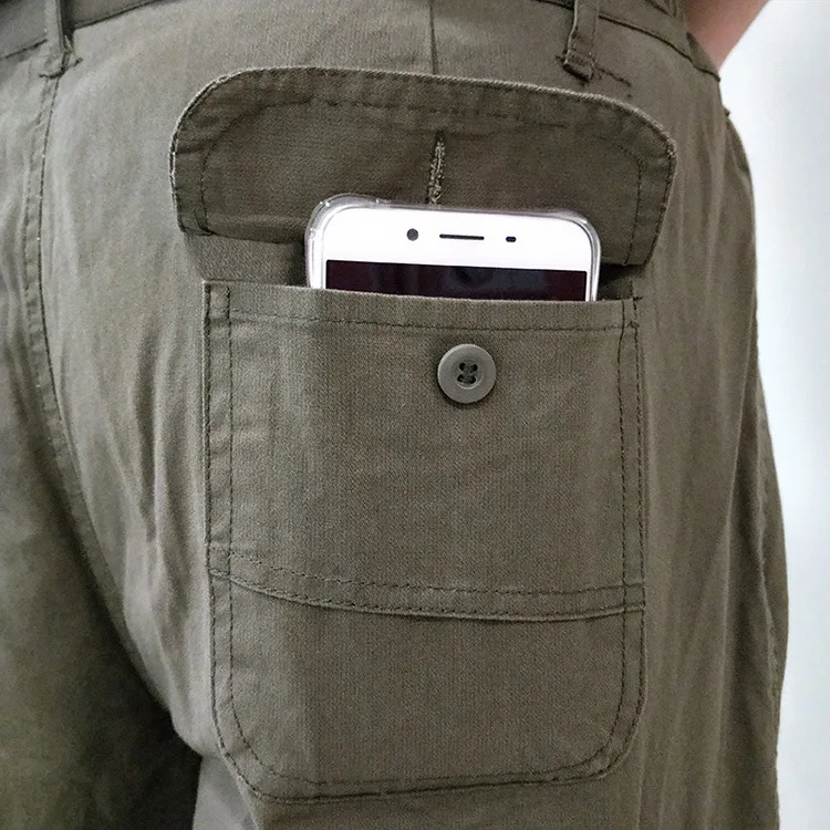 Summer Pure Cotton Outerwear Army Green Labor Overalls Long Sleeve Breathable Button Multi-pockets Training Clothes Set Men's