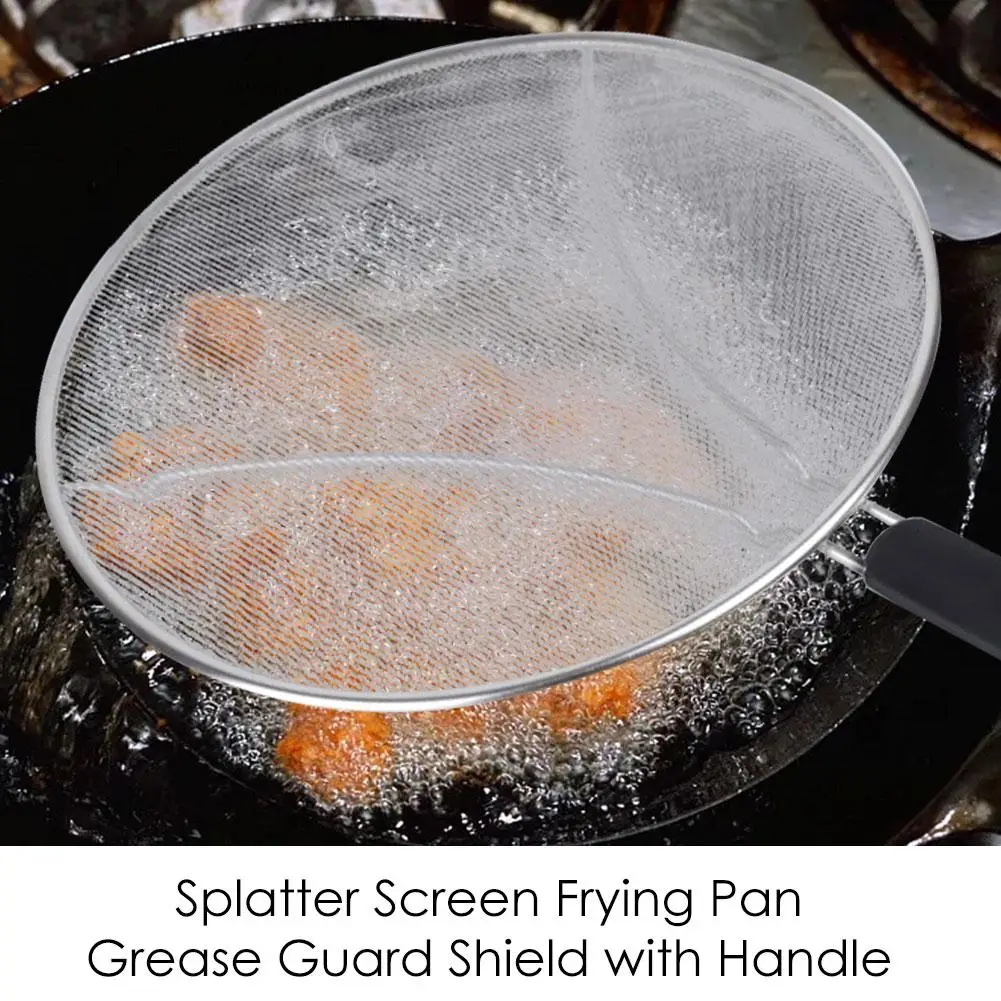 Splatter Screen Frying Pan Grease Guard Shield With Handle Rust-proof Durable Cooking Tool | Дом и сад