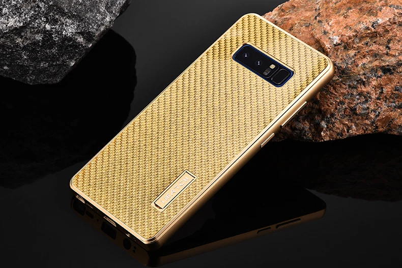 IMatch Настоящее углеродное волокно Алюминиевый металлический чехол для samsung Galaxy Note 8 роскошный полный защитный чехол для samsung Note 8 чехол - Цвет: Full Gold