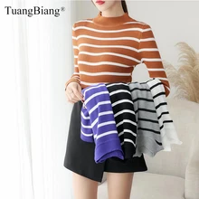 #Special Offers Ladies Knit Blue White Striped Sweater Basic Women Casual Full Sleeve Pullovers Turtleneck Khaki Slim Tops elastic jumpers 2019 #Special Offers Ladies Knit Blue White Striped Sweater Basic Women Casual Full Sleeve Pullovers Turtleneck Khaki Slim Tops elastic jumpers 2019