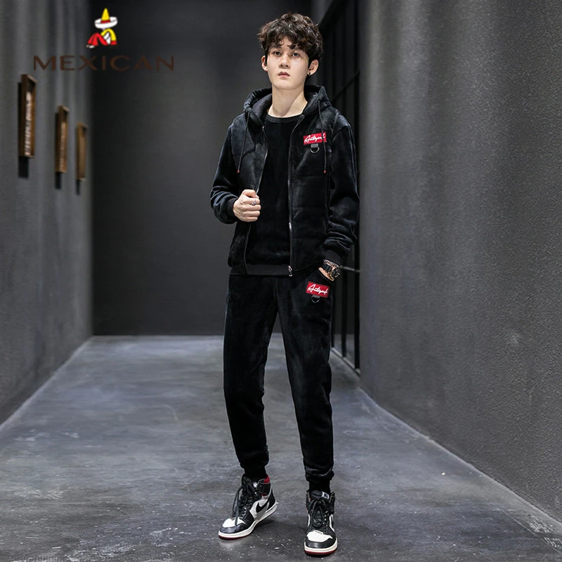 Mexican Men S Three Piece Sweater Suit Men S Thick Warm Hoodie Casual Sportswear Autumn And Winter Tops Difficult Men S Suit Men S Sets Aliexpress